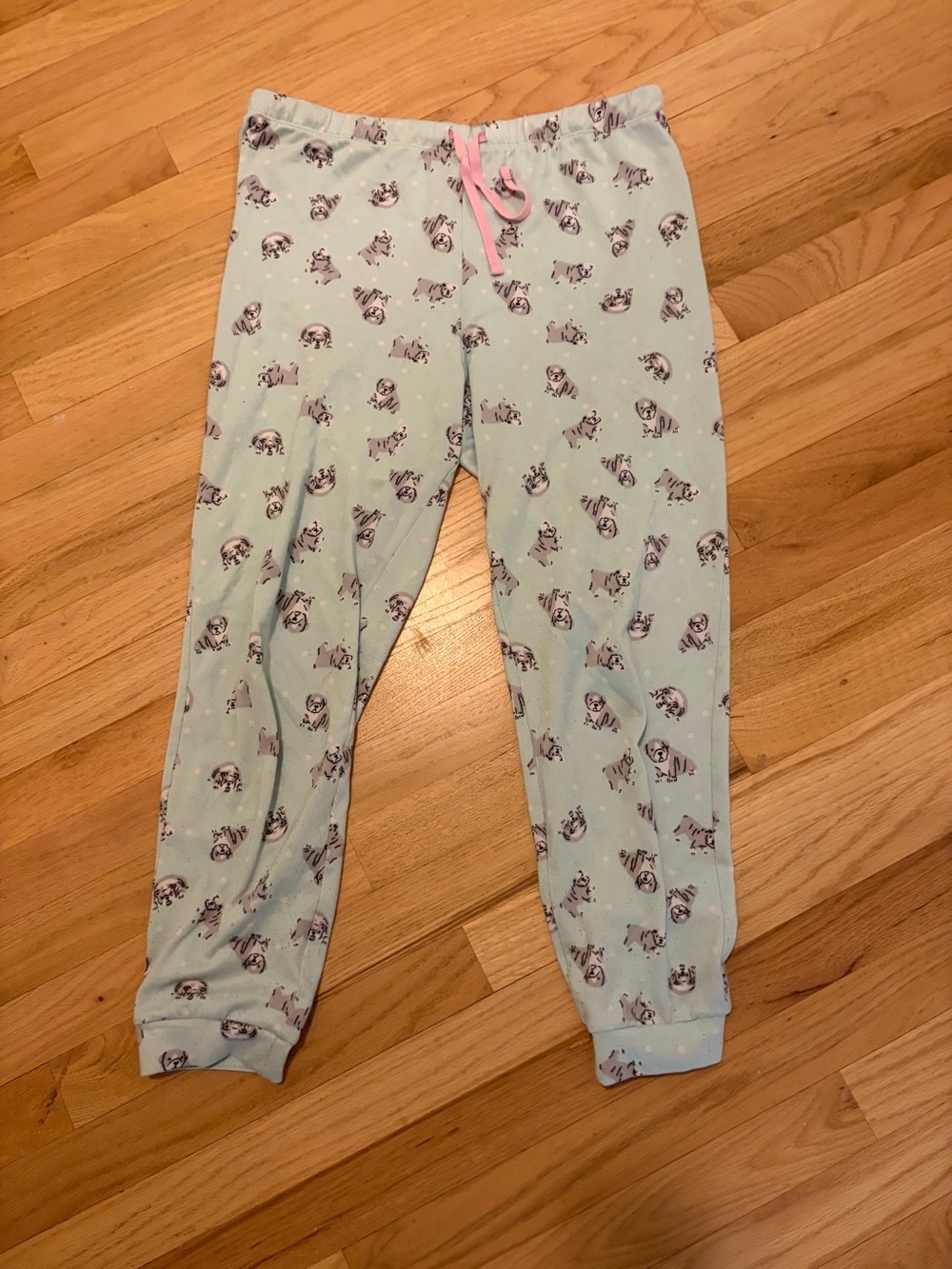 Mint Pajama Joggers with Bulldog Print